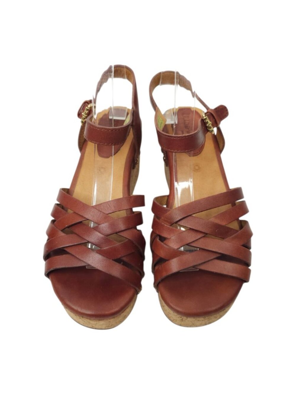 Bussola Mansfield Mavis Cork Wedge Sandals Platform EU 37 US 6 Brown Leather - Picture 5 of 16